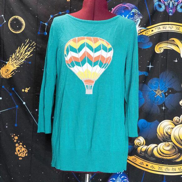 Cupio Tops - Cupio Hot Air Ballon Knit Sweater with a Boat Neckline in Size Large